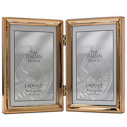 Lawrence Frames 11746D Classic Bead Picture Frame, 4x6 Double, Gold - color: Gold, size: 4x6 Double