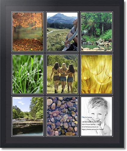 ArtToFrames Collage Photo Frame Double Mat with 9-8x10 Openings with Satin Black Frame and Black mat. - color: Black, size: 9 - 8x10