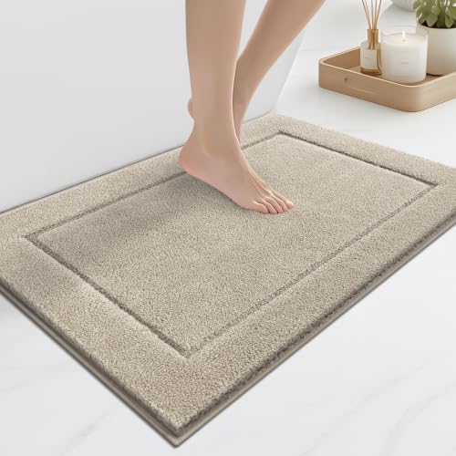 anllugs Bathroom Rugs, Non-Slip Bath Rugs, 20" x 30", Beige | Extra Soft, Super Absorbent, Machine Washable, Quick Dry, Bath Mats for Shower and Bathtub, TPR Backing, Runner Rugs - color: Beige, size: 20" X 30"