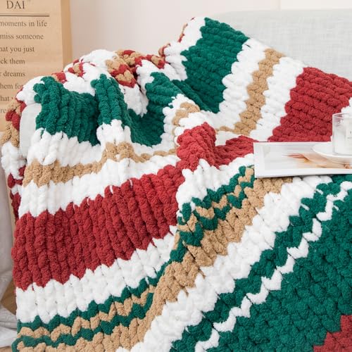 Franel Red Chunky Chenille Yarn for Hand Knitting Blanket (8 Pack, Total 64oz) - Shed-Resistant Fluffy Jumbo Yarn for Crocheting, Super Bulky Big Yarn for DIY Throw, Pre-Wound & Tangle-Free - color: 05