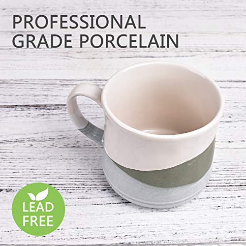 Bosmarlin Large Stoneware Coffee Mug, Big Tea Cup for Office and Home, 21 Oz, Dishwasher and Microwave Safe, 1 PCS (Geometry-Green) - color: Geometry-Green
