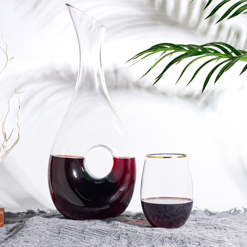 FOCUSLINE 20pcs 16 Oz Plastic Wine Glasses, Stemless Gold Rim, Heavy Duty Disposable Drinking Cups, Reusable Shatterproof for Party & Wedding | Thick and Durable, Shatter-Resistant, and Reusable; Ideal for Weddings, Parties, Toasts, and Various Celebratio
