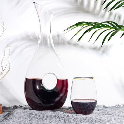 FOCUSLINE 20pcs 16 Oz Plastic Wine Glasses, Stemless Gold Rim, Heavy Duty Disposable Drinking Cups, Reusable Shatterproof for Party & Wedding | Thick and Durable, Shatter-Resistant, and Reusable; Ideal for Weddings, Parties, Toasts, and Various Celebratio