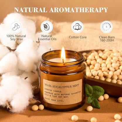 8 Pack Scented Candles for Home,Long Lasting Soy Wax Candle Gift Set | Aromatherapy Candle Gifts for Womens Birthday Anniversary Present - color: Spring & Summer Set