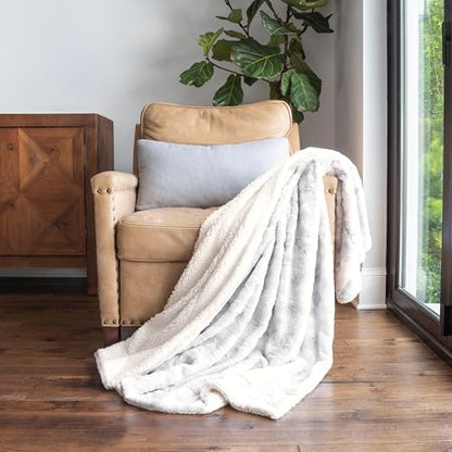 Merit Linens Faux Fur Tie Dye Throw Blanket - One Size Light Gray - color: Faux Fur Light Gray