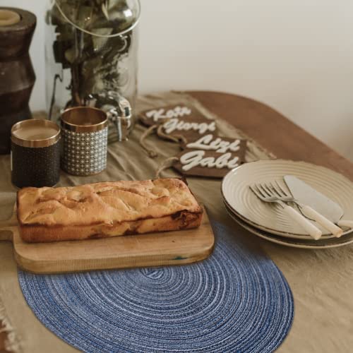 FunWheat Round Braided Placemats Set of 4 Place mats for Dining Tables Woven Heat Resistant Table Mats 15 inch (E Klein Blue, 4pcs) - color: Multi Blue, size: 4pcs
