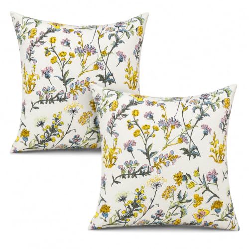 Outdoor/Indoor Decorative Throw Pillows 18×18 Inch | Pack of 2 Waterproof Decorative Throw Pillows with Inserts, Square Pillows for Bed, Couch, Sofa and Patio Furniture - color: Butterfly Flowers