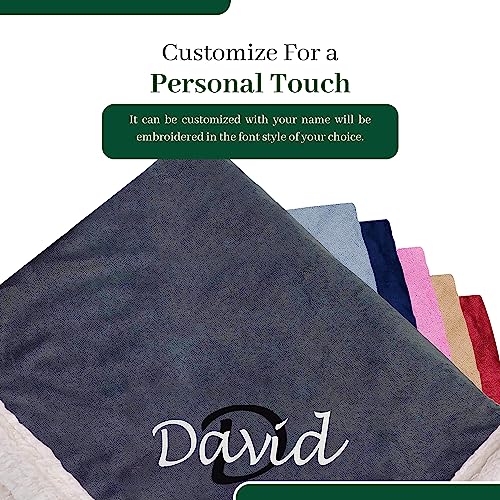 Personalized Sherpa Blanket - Reversible Custom Blanket with Micro Mink & Faux Lambswool, Throw Blankets for Bed & Couch - Dark Gray (50"x60") - color: Dark Gray