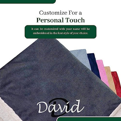 Personalized Sherpa Blanket - Reversible Custom Blanket with Micro Mink & Faux Lambswool, Throw Blankets for Bed & Couch - Dark Gray (50"x60") - color: Dark Gray