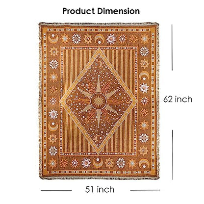 TOFUNTOY Boho Throw Blanket for Couch Sofa Bed, Decorative Throw Blanket with Tassels, 50"x60" Bohemian Woven Cover for Home Living Room Bedroom Indoor Outdoor Picnic