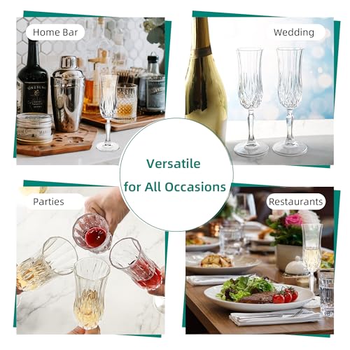 4.4Oz Vintage Champagne Glasses Set of 12 Crystal Dishwasher Safe | Elegant goblet glassware for wine, whiskey & liqueur — ideal for Valentine’s, weddings & anniversaries