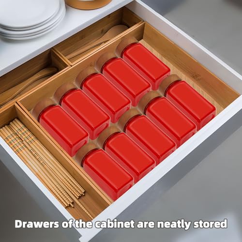 6Pcs 4 oz Square Glass Spice Jars with Label, Empty Spice Containers with Wooden Lids, Square Seasoning Containers and Supplement Set, Small Seasoning Bottles for Salt, Sugar, Pepper (Red) - color: Red
