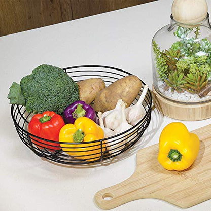 Countertop Fruit Bowl, Wire Basket for Fruits, Breads, Vegetables,Snacks, Black