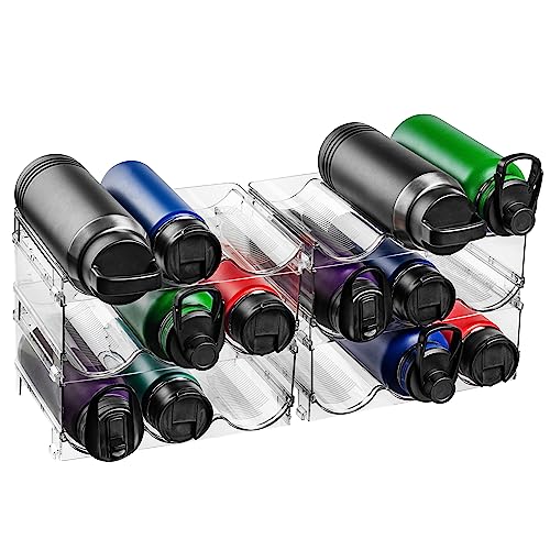 ClearSpace Water Bottle Organizer for Cabinet – Stackable Water Bottle Holder for Cabinet or Wine Rack for Home Organization Storage – Drink Organizer for Fridge, Kitchen Organization, 6 Pack | Stackable bottle organizers keep water bottles, tumblers, spo