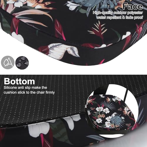 GUEGLSA Outdoor Waterproof Seat Cushions 14x14 inch, Non Slip Metal Chair Pad with Ties, U Shaped Metal Chair Cushion for Kitchen Dining Patio Chair, Set of 2, White Flower - color: White Flower
