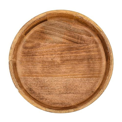 Decorative Wooden Centerpiece Bowl – Mango Wood Pedestal Dough Bowl for Entryway Table, Coffee Table & Home Décor, Large Fruit & Key Bowl (12" X 12" X 4.5")