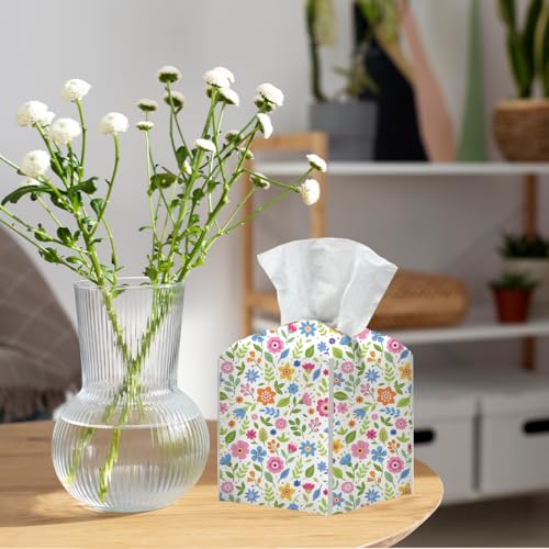 Floral Tissue Box Cover, Tissue Box Holder for Home, Bathroom, 5x5IN - color: Flower 373