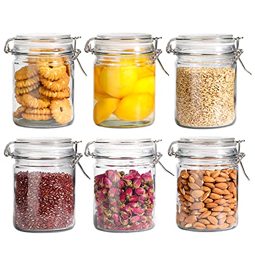 ComSaf 25 oz Glass Jars with Airtight Lids 6 Pack Pantry Coffee Canisters | Meal prep salads, Overnight oats, Preserving canning, Sourdough pickling, Pantry organization, Pickling fermenting, Snacks - size: 25oz*6
