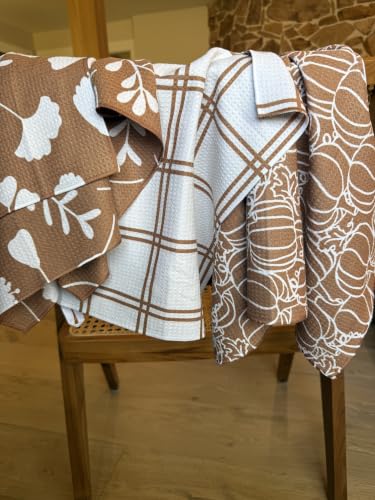 Kitchen Towels, Dish Towels for Kitchen, 3 Pc Kitchen Towel Set | Microfiber Waffle Towels, 16 x 26 inches, with Hanging Loops, Reusable Tea Towels, Cute Kitchen Towels - 3 Pack - color: Multicolor