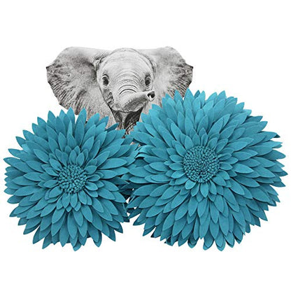 3D Daisy & Sunflower Decorative Pillow - 14.5 x 13 inch Round - Teal Flower-Shaped (Case + Insert) - color: Teal