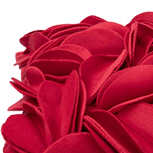 KINGROSE Handmade 3D Flower Throw Pillow Cover Decorative Cushion Cover Soft Pillow Case Sham for Sofa Couch Bed Living Room Home 12 X 20 Inches Velvet Christmas Red | Handmade Floral Pillowcase, Soft Decorative Cushion Cover for Sofa Couch Bed Living Roo