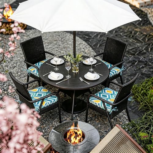 COZYVIDA Outdoor Chair Cushions Set of 4, 20"x20" Square Seat Pads with Tie Straps and YKK Zippers, 35D High-Density Foam, Water-Resistant Fabric,UV-Resistant 1000+ Hrs - color: Print 040