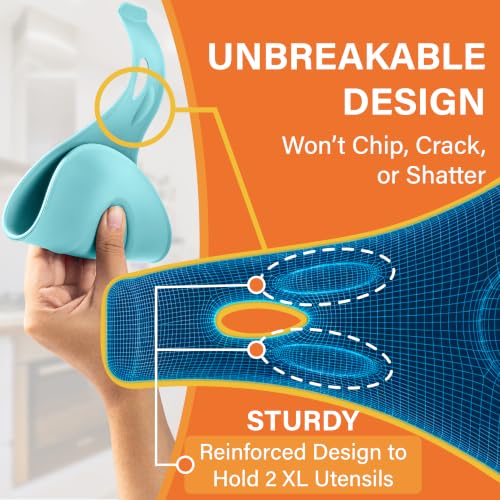 Turquoise Spoon Rest for Stove Top, XL 9.2 Inch, DISHWASHER SAFE | NON-STICK Silicone Surface for Quick Cleanup, Non-Slip, Safe for Glass and Induction Cooktops, Raised Edges Catch Drips - color: Pastel Turquoise - 1 Piece