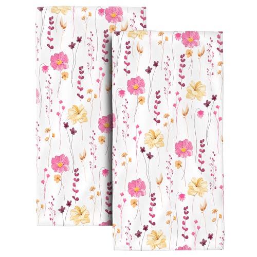 Pink Flower Decorative Hand Towels for Bathroom 14x28 Inch, Watercolor Floral Bath Hand Towels Set of 2 for Beach Gym Hotel Yoga,Housewarming Gifts for New Home Women - color: Pink Flower