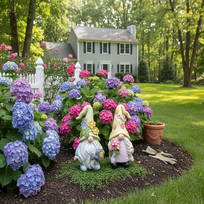 Cute 2 PCS Gnomes Statues Decor, Resin Figurines and Sculpture Décor, for Indoor Outdoor Yard Lawn Garden Home Patio Farmhouse Kitchen Table Decoration(Watering Can and Flower) - style: Watering Can and Flower-Holding