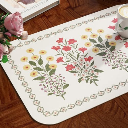 Vinyl Waterproof Placemats Set of 6 Rectangular,12"*17"-Bertina C | Wipeable Beautiful Print Place Mats,Stain Resistant,Heat Resistant,Everyday Meals,Kitchen,Dinning,Holiday,Decor - color: Bertina C