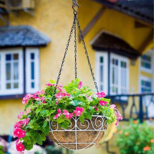 Hotop 8 Pcs Metal Hanging Chains with Ceiling Hooks, Garden Plant Hangers for Hanging Bird Feeders, Billboards, Chalkboards, Basket, Planters, Lanterns, Wind Chimes, Chain Hook DIY(16.38 Inch,Black) - color: Black, size: 16.38 Inch