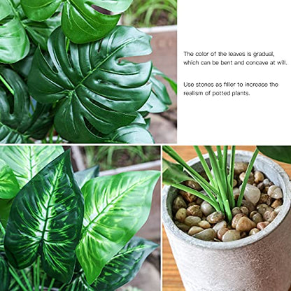 Der Rose 2 Pack 16" Fake Plants Artificial Monstera for Home Decor | Medium potted faux plants with taro and monstera leaves,easy to shape，desk shelf countertop and home accent