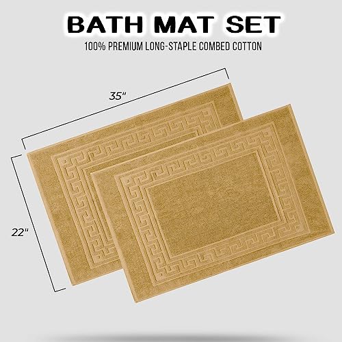 Superior Hotel & Spa Quality Bath Mat Set of 2, Made of Long-Staple Combed Cotton, Durable and Washable Bathroom Mat 2-Pack - Toast, 22" x 35" each - color: Toast, size: 22" x 35" (Set of 2)