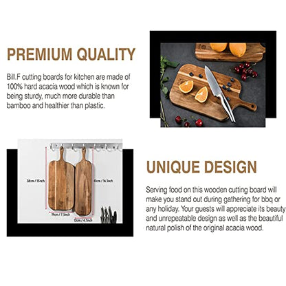 Wood Cutting Board Set with Handle for Kitchen Large and Small Long 2 Packs Acacia Wooden Kitchen Cutting Boards for Meat, Cheese, Bread,Vegetables Fruits- Charcuterie Board Serving Board - style: Small+Large