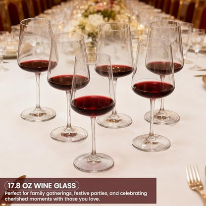 GENICOOK Red Wine Glasses Set of 6, 18 oz Crystal Wine Glasses, Large Hand Blown Stemmed Wine Glass Set, Elegant Dishwasher Safe Glassware for Dinner Party Wedding Gift - size: 18 OZ