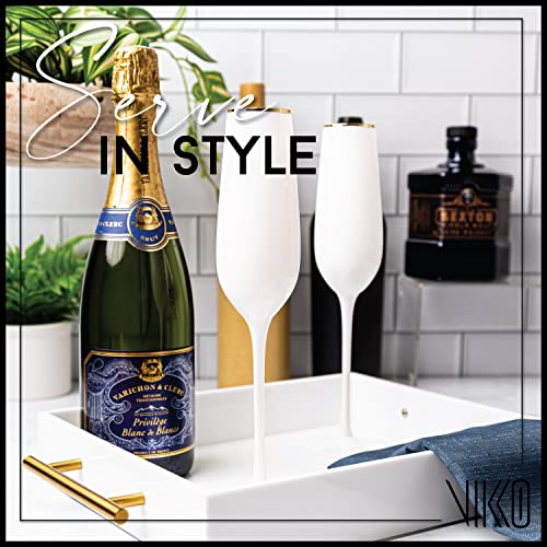 Vikko Champagne Flutes With Gold Rim, 8.5 Ounce Elegant Toasting White Champagne Flute, Champagne Glasses, Set of 4 Elegant Wine Glasses