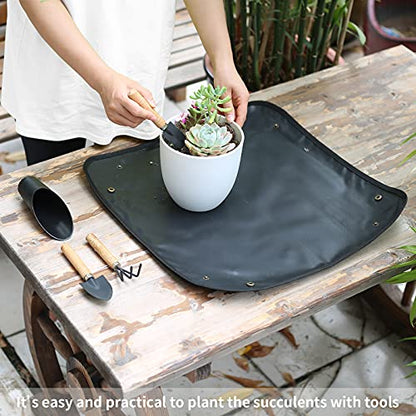 5Pcs Succulent Tool Set, Mini Garden Tools for Plant Care (No Flowerpot) | Plant Potting Mat as Plant Accessories,Succulent Gardening Hand Tools Kit for Seedling Soil,Gifts for Woman’s Gardening work - style: Classic Garden Tools