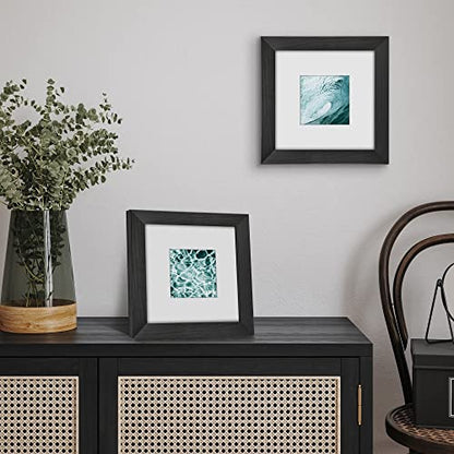 Americanflat 8x8 Picture Frame - Matted to 4x4 - Engineered Wood - Black | Shatter-resistant glass, wall or tabletop display with included easel, sawtooth hangers included, secure turn-tab backing - color: Black, size: 8x8 with 4x4 Mat