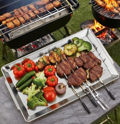 15.8" x 9.5" Large Serving Platters, Stainless Steel Heavy-Duty Large Serving Trays, Silver Rectangular Plates for Food, Fruit, Party, Wedding, Christmas, Chip and Scratch Resistant - color: Plata-40x24 Cm