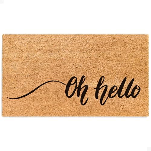 Door Mat - Welcome Mat for Front Door with Non-Slip Backing - Durable Coir Doormat - Perfect for Outside Entrance and Entryway Matt - Outdoor/Indoor - Oh Hello - 17" x 30" - color: Oh Hello