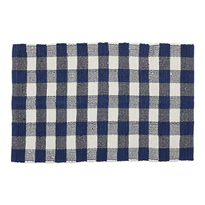 DII Buffalo Check Rug Collection, Hand Dyed Reversible Chindi Rug, 26x40, Navy/Cream - color: Navy/Cream, size: 2'2" x 3'4" (Rectangular)
