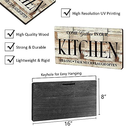 Kitchen Signs Farmhouse Kitchen Wall Decor Rustic Kitchen Wall Art-Come Gather in Our Kitchen-Kitchen Signs Wall Decor Size 16"x8"