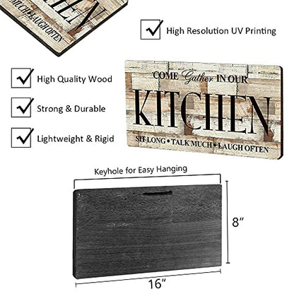 Kitchen Signs Farmhouse Kitchen Wall Decor Rustic Kitchen Wall Art-Come Gather in Our Kitchen-Kitchen Signs Wall Decor Size 16"x8"