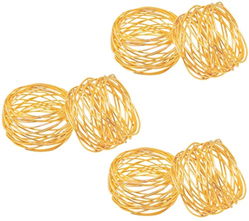 ITOS365 Handmade Round Mesh Gold Napkin Rings Holder for Dinning Table Parties Everyday, Set of 12 - color: Gold