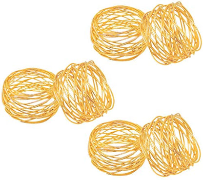 ITOS365 Handmade Round Mesh Gold Napkin Rings Holder for Dinning Table Parties Everyday, Set of 12 - color: Gold