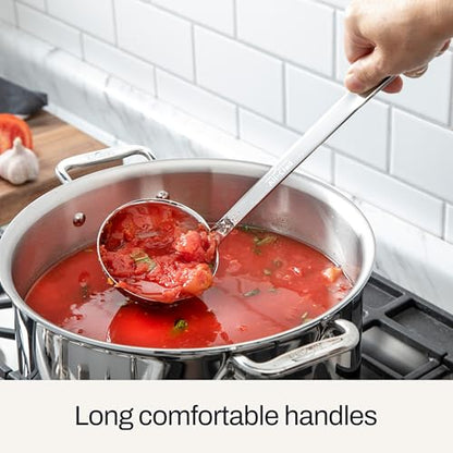 All-Clad 5-Piece Stainless Steel Kitchen Utensil Set – Includes Ladle, Solid Spoon, Slotted Spoon, Turner & Storage Caddy – Heavy-Gauge, Ergonomic, Dishwasher Safe, Silver - size: 5-Piece