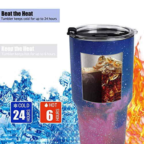 SYACOT 30oz Tumbler Double Wall Stainless Steel Vacuum Insulated Travel Mug with Splash-Proof Lid Metal Straw and Brush (Sky) - color: Sky-30oz