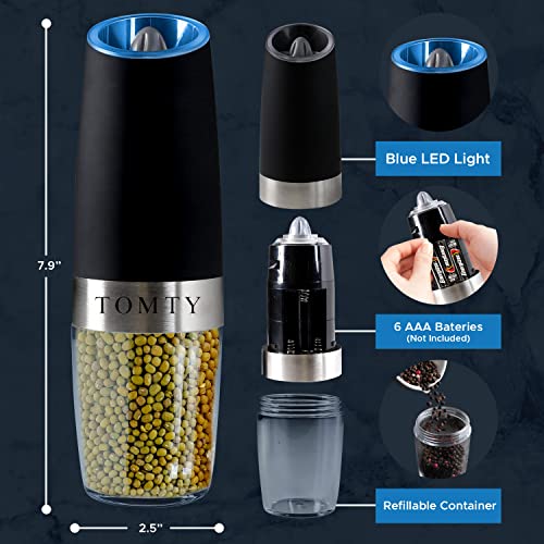 Gravity Electric Salt and Pepper Grinder Set White Elephant Gifts for Women Who Have Everything Grilling Men Kitchen Gadgets Housewarming Holiday Cooking Adults Idea Battery Operated Shakers Automatic