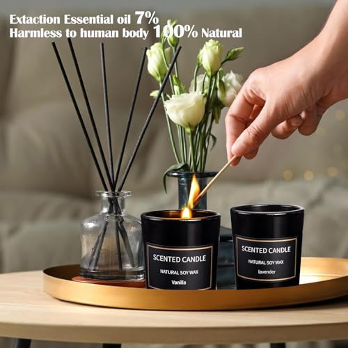 Scented Candles Gifts for Women Men, 8 Pack 3 Oz Scented Candles for Home, Natural Soy Wax Strong Fragrance Long Lasting Aromatherapy Candles for Women Men, Gifts for Birthday
