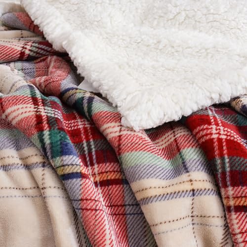 PU MEI Sherpa Fleece Throw Blanket 60" x 80" Reversible Plush Fluffy Large Big Blanket Lattice Flannel Blankets for All Season Use, Chrismas Red - color: Chrismas Red, size: 60"*80"